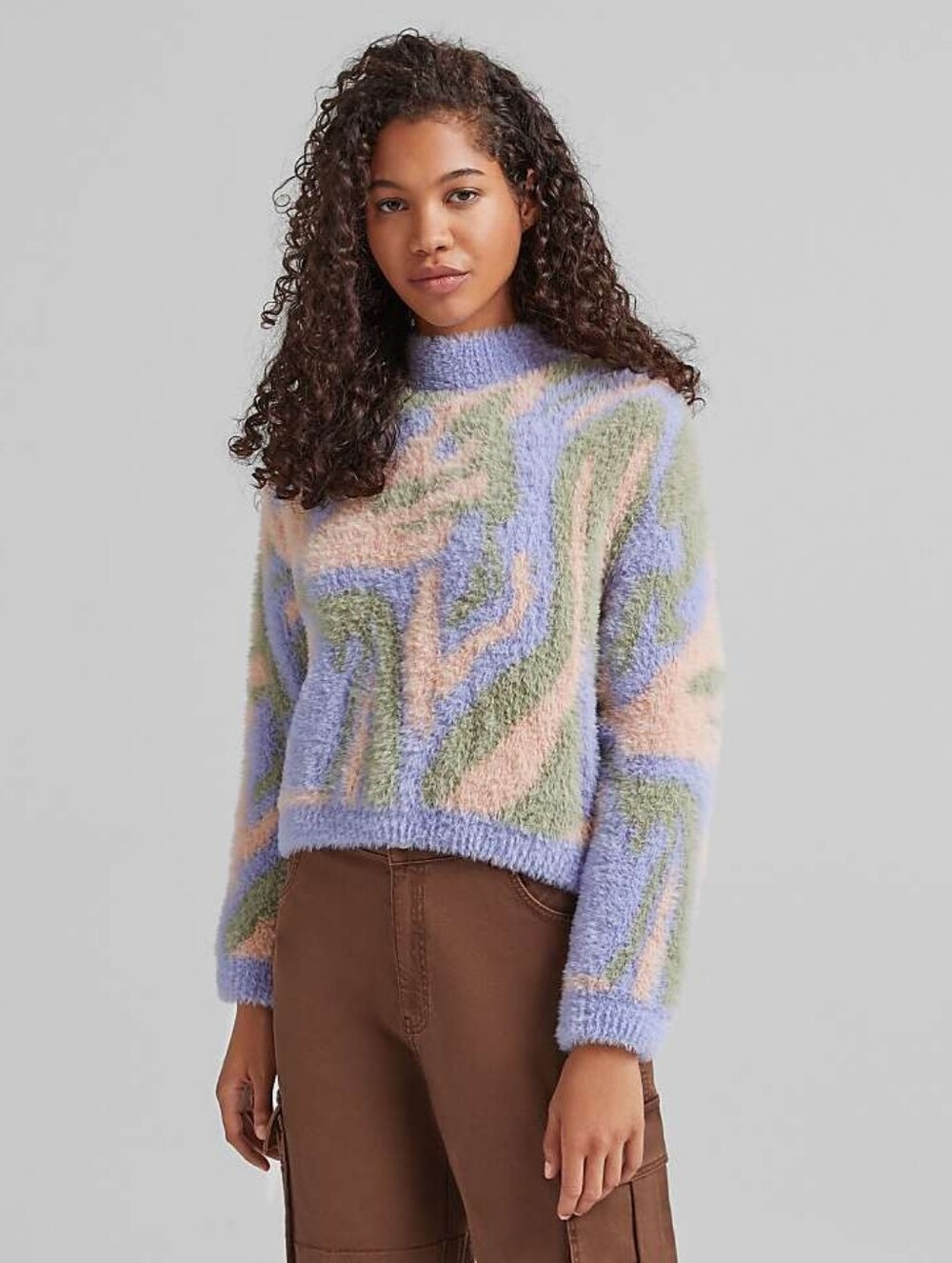 Bershka Plush Soft Sherbet Multicolor Jumper Sweater XL Crewneck